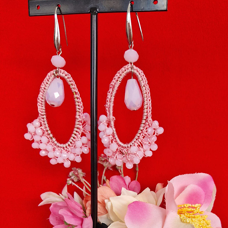 PENDIENTES LAGRIMA ROSAS