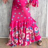 VESTIDO FLAMENCA ELÁSTICO LUNARES FUCSIA