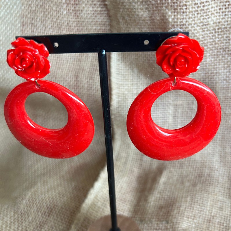 PENDIENTES SOLEA FLOR LISOS ROJOS